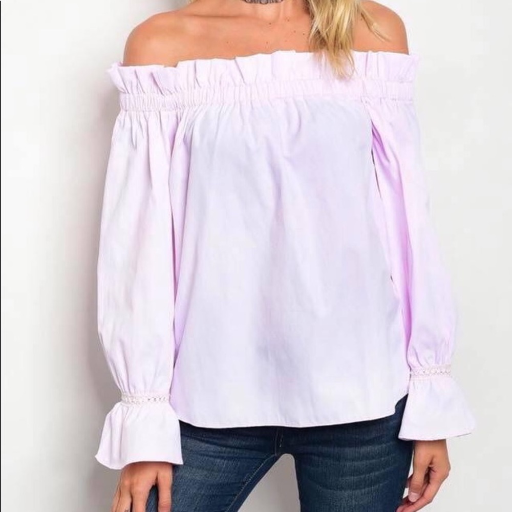 Pink off shoulder